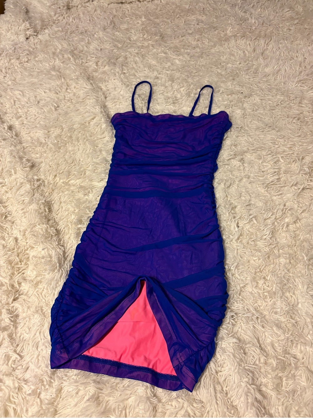 Purple Mesh mini dress with Pink Lining
